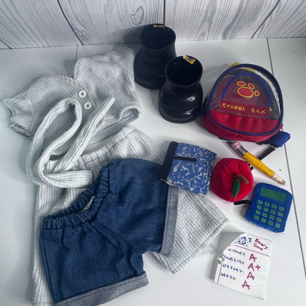 Build a Bear Lot - School Backpack Bag Complete, Pajamas(no brand) Black Boots